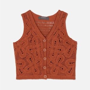Primark Women’s‎ Burnt Orange Crochet Button Vest (Waistcoat)